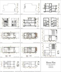 20×40 Feet Narrow House Plan 6×12 Meter 3 Beds 4 Baths Terrace (A4 Hard Copy)