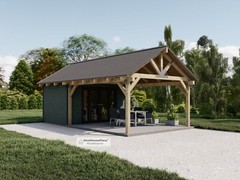 Farmhouse Pavilion Plans , 14’x26′ Timber Frame Pool House Blueprints