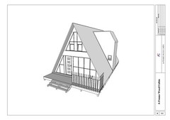 A-Frame Cabin Wood House Plan & Modern Style 3D images,PDF Blueprints with DWG