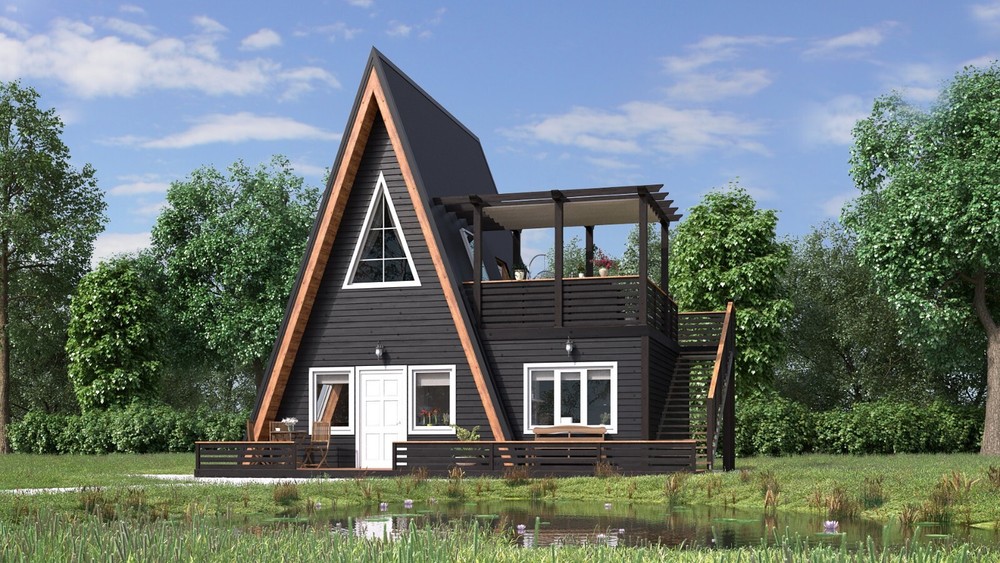 Modern A-Frame 2 Bedrooms, 2 Bathrooms Guest House Plans Architecture Plans 760S