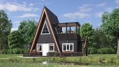 Modern A-Frame 2 Bedrooms, 2 Bathrooms Guest House Plans Architecture Plans 760S
