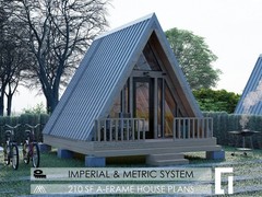 14’x18′ A Frame Cabin Plans 210 SqFt Pdf -210 Sq Ft House Plans Blueprints
