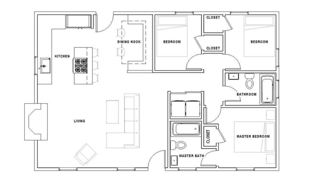 Cottage 3 bed 2 bath (40’x26′) Custom House Plans and Blueprints