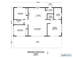 30×50 Lean Modern Cottage Custom Architectural Plans 1500SF – PDF Download