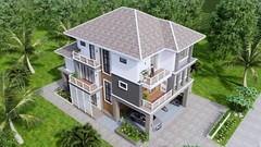 House Plan 26×49 Feet 8×15 Meter 5 Beds 5 Baths Hip Roof PDF Plan (A4 Hard Copy)
