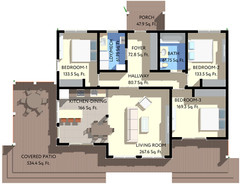 Charming backyard cabin 3 Bed, Bath Architectural Build Plans PDF Download