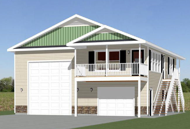 36×40 Apartment with 1-Car 1-RV Garage — PDF Floor Plan — 901 sqft — Model 1A