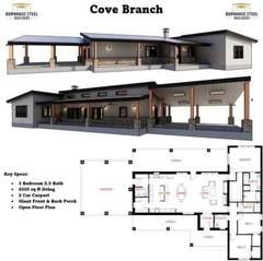 Cove Branch Barndominium – 3 Bedrooms / 2.5 Baths 2,323 SF Design Blueprints