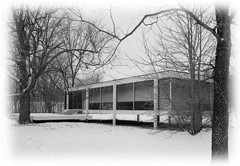 Mies van der Rohe modern design, Farnsworth House, architectural drawings