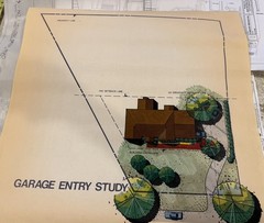 Architectural Garage Entry Study Rendering Hand Colored Site Plan 24×30