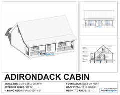 Large Adirondack Cabin w/ Loft Architectural & Construction Plans – PDF Download