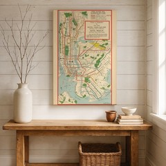 Rapid Transit Map of Greater New York Vintage Subway Rail Map Wall Art