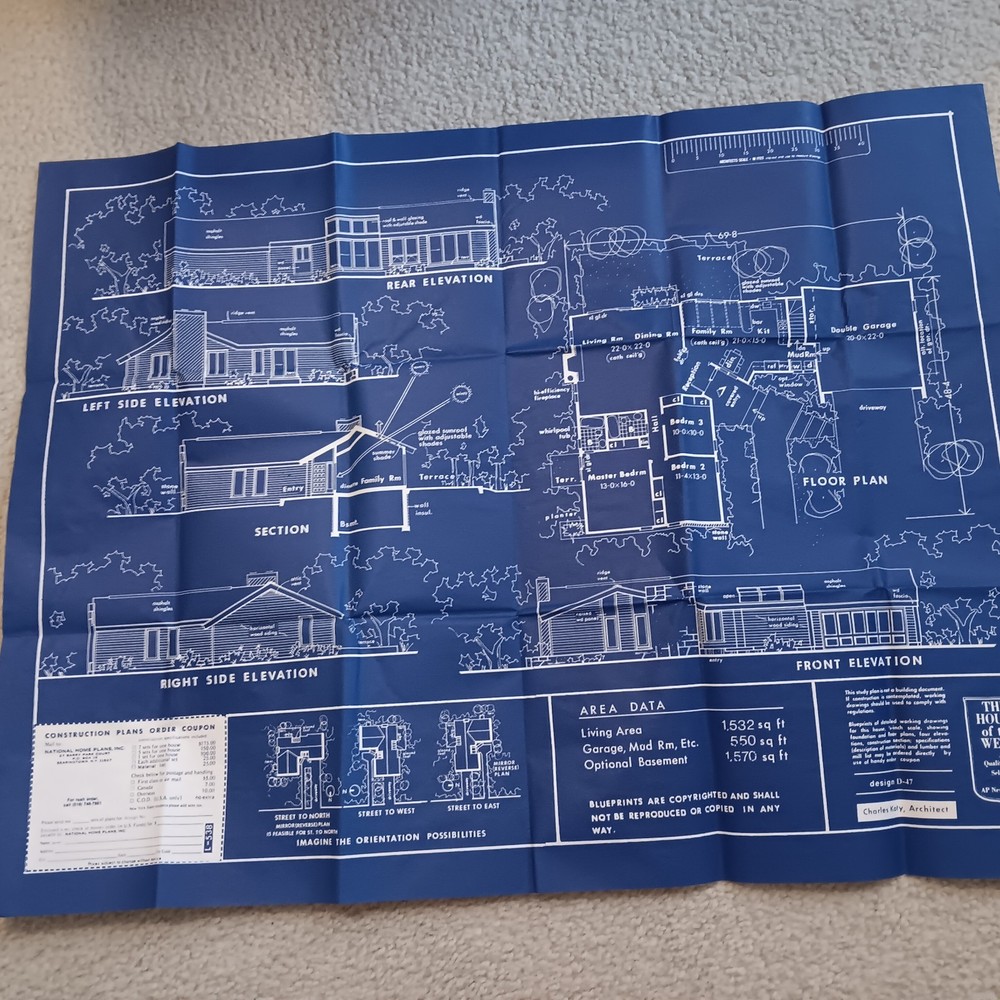 HOUSE OF THE WEEK STUDY PLAN. VINTAGE AP NEWSFEATURES, ARCHITECT DESIGNED HOUSES