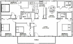 60×30 House — 4 bedroom 3 Bath — 1,800 sqft — PDF Floor Plan — Model 2A