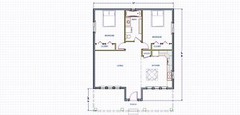 Square House Plans 1055 sq.ft. two bedrooms with FREE SHIPPING