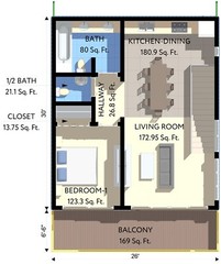 2 car ADU Garage Apartment 1 Bed, 2 Bath Architectural Build Plans PDF Download