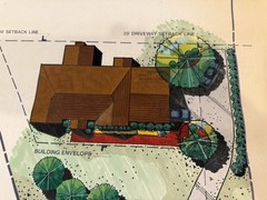 Architectural Garage Entry Study Rendering Hand Colored Site Plan 24×30
