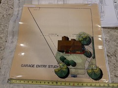 Architectural Garage Entry Study Rendering Hand Colored Site Plan 24×30