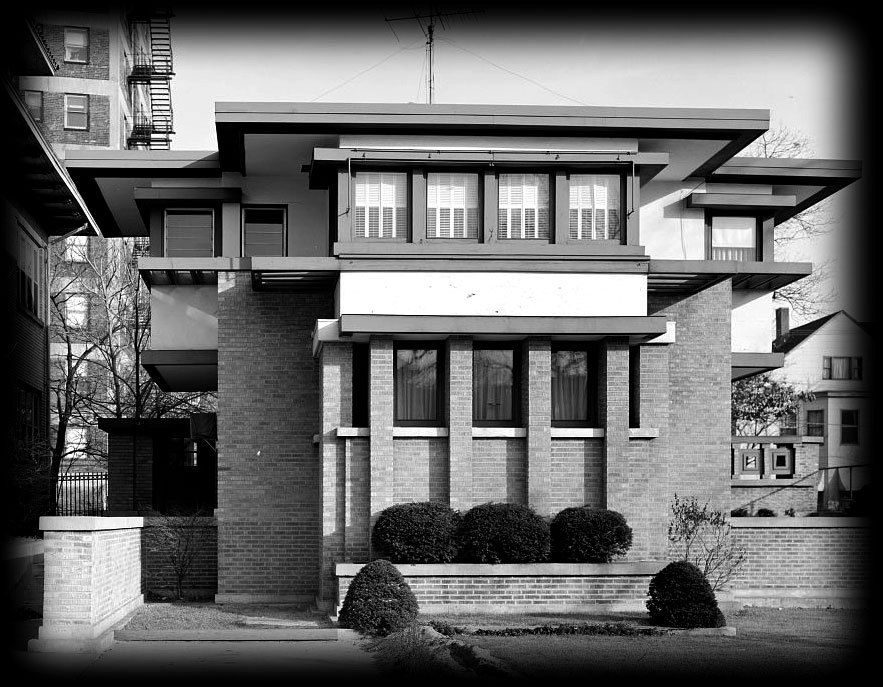 Frank Lloyd Wright Prairie Home, brick, 4 bedrooms, modern house PRINTED PLANS