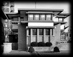 Frank Lloyd Wright Prairie Home, brick, 4 bedrooms, modern house PRINTED PLANS