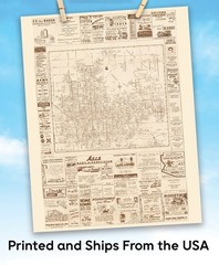 Phoenix Arizona Vintage City Map Mid Century Street Plan with Historic Ads