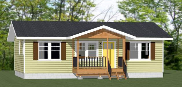36×24 House — 2 Bedroom 2 Bath — 864 sq ft — PDF Floor Plan — Model 1E