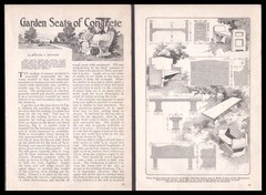 “Concrete Garden Furniture” 1921 vintage HowTo PLANS Patio Benches~Planters~Urns