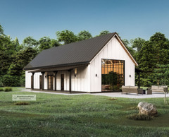 Modern Scandinavian Two Bedroom Cabin Plan, Cottage Architectural Blueprints