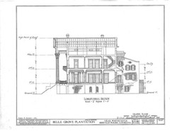 Architectural House Plans, Belle Grove Plantation, southern style mansion