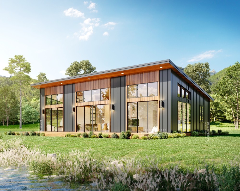 30×50 Lean Modern Cottage Custom Architectural Plans 1500SF – PDF Download