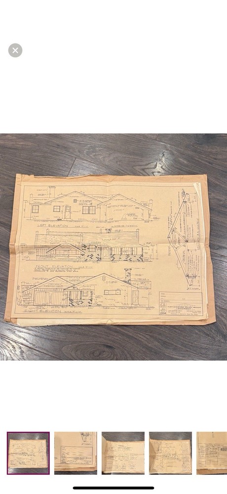 vintage set of 7 blueprint sheets from nationwide plan book company