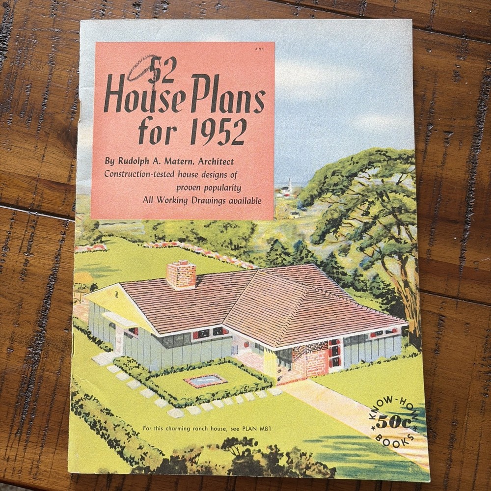 Vintage MCM Mid Century Home House Plans Book Catalog 52 Plans For 1952