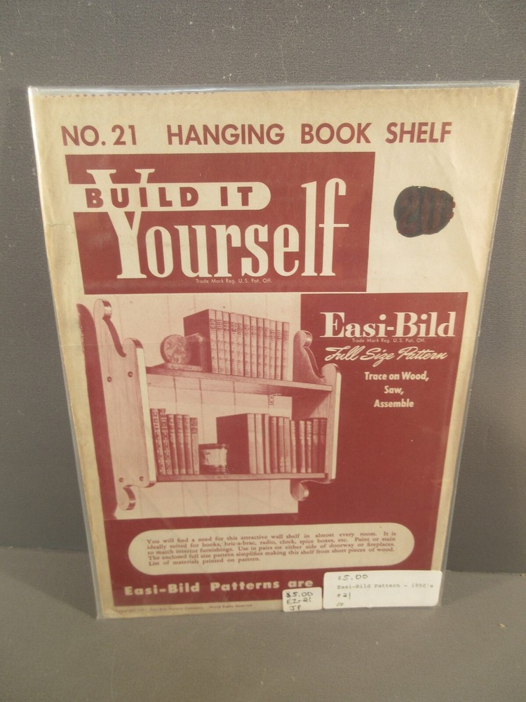 1951 Easi-Bild No 21 Hanging Book Shelf Build It Yourself Plans