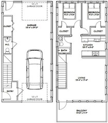 20×40 House — 2 Bedroom 1.5 Bath — 859 sq ft — PDF Floor Plan — Model 7Q