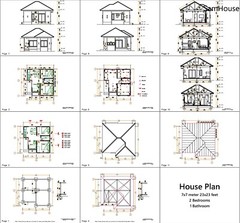 24×24 Feet Small House Plans 7×7 Meter 2 Bedrooms Hip Roof (A4 Hard Copy)