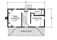 16×32 Farmhouse Plans – 2 Story Country Cottage Home Design