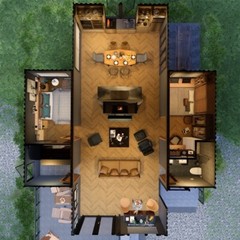 Container house plans – 2 bedrooms – 1 bathroom – Digital PDF File