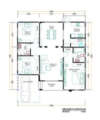 36×36 Feet Modern House Plan 11×11 Meter 3 Beds 2 Baths Hip roof (A4 Hard Copy)