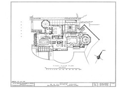 Frank Lloyd Wright Prairie Style hillside house, PRINTED Architectural plans