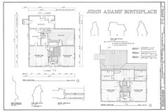 John Adams House, ca 1681 – Saltbox Colonial home floor plans, 3 bedrooms