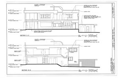 Mid-Century Modern home, stucco brick glass block, architectural PRINTED plans