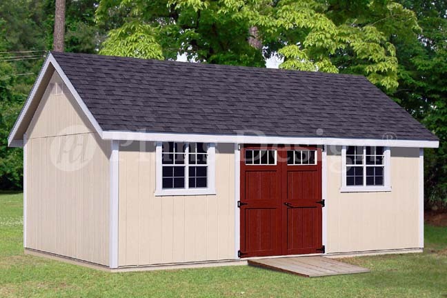 Backyard Storage Shed Plans 14′ x 24′ Gable Roof #D1424G, Material List Included