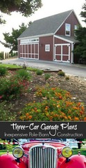 Three-Bay Car Barn Plans with Lofts: 3 Different Sets of Pole-Barn Plans (G3)