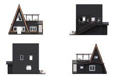 Modern A-Frame 2 Bedrooms, 2 Bathrooms Guest House Plans Architecture Plans 760S
