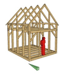 Timber Frame Shed Plans size 12′ x 14′ two doors, printed plans on 8 1/2×11 new