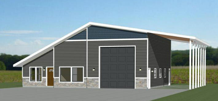 46×48 House – 2 Bedroom 2 Bath 1 RV – 1,157 sqft – PDF Floor Plan – Model 4D