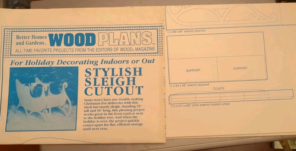 BETTER HOMES AND GARDENS WOOD PLANS STYLISH SLEIGH CUTOUT OFS-#1011
