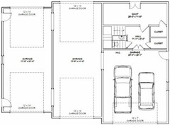 60×44 Apartment with 2-Car 2-RV Garage – PDF FloorPlan – 1,415 sqft – Model 1