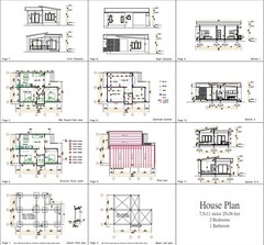 Small House Designs 7.5×11 Meter 25×36 Feet 2 Bedrooms Shed Roof (A4 Hard Copy)