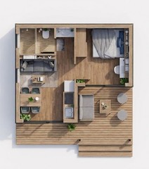 20×17 Feet Small House 6×5 Meter 1 Bed 1 Bath Shed Roof PDF, CAD &A4 Hard Copy